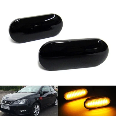 2x Indicatore Laterale Nero Luce LED per SEAT Altea Exeo Ibiza Leon Toledo - Immagine 1 di 4