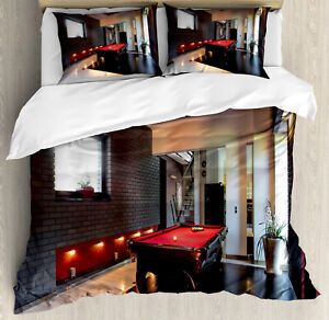 Modern Duvet Cover Set with Pillow Shams Pool Game Snooker Table Print