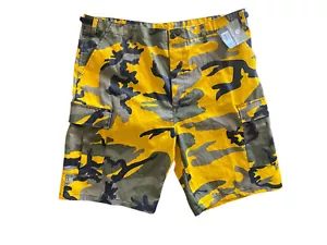 NWT Rothco BDU Combat Shorts XL Yellow Camo Adjustable W 39"- 43" Inseam 11" - Picture 1 of 8