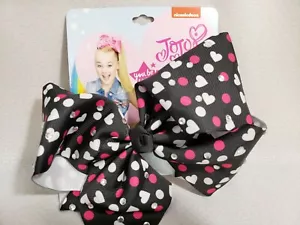 Fiocco capelli nero JoJo Siwa Signature rosa punti bianchi cuori e punti strass - Foto 1 di 2