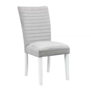 ACME Elizaveta Gray Velvet &White High Gloss Finish 39"H Dining Side Chair (2PC) - Picture 1 of 6