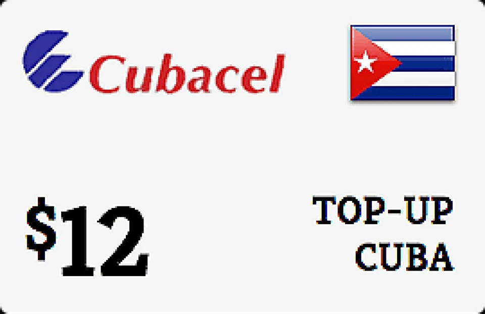 CUBACEL  Prepaid $12 Refill Top-Up Prepaid Card , AIR TIME  PIN / RECHARGE  - Image 1 of 1