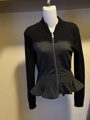 Alexander McQueen Gray Peplum Zipped Cardigan Size Medium M - Image 1 of 4