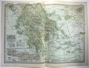Greece - Original 1902 Map by The Century Company. Antique - Picture 1 of 3