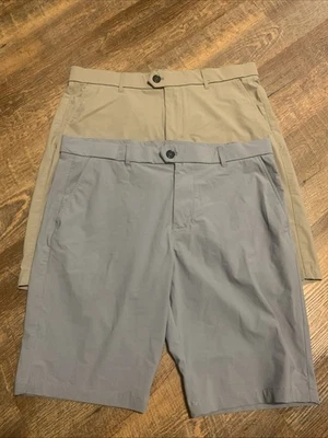 Lote 2 Pantalones Cortos Greyson Montauk Para Hombre 35 Chinos Golf Rendimiento Elastizados Gris Beige Foto 1 de 4