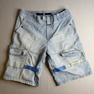 MARITHE FRANCOIS GIRBAUD 90s Denim Shorts Vintage 38 Blue Big Pockets Skater - Picture 1 of 15