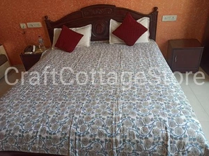 Unique Indian Kantha Hand Block Print Handmade Throw Bedspread Quilt King Size - Picture 1 of 17