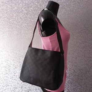 DKNY Monogram Black Fabric and Leather Tote Hobo Shoulder bag Handbag 28x25x7 cm - Picture 1 of 18