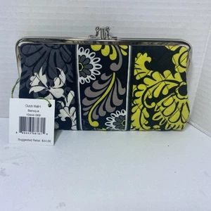 Vera Bradley Barock schwarz gelb Clutch Geldbörse Double Kiss Lock neu mit Etikett - Bild 1 von 11