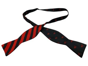 Countess Mara Bow Tie Bowtie Skulls Red Black Striped Embroidered Silk - Picture 1 of 4
