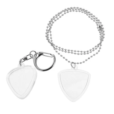  Scatola porta plettri trasparente per chitarra da 2 pezzi con portachiavi, - Immagine 1 di 4