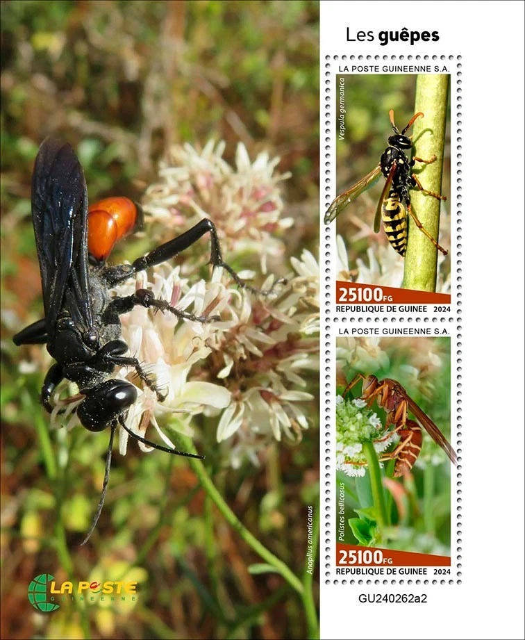 Wasps Insects MNH Stamps 2024 Guinea M/S - Image 1 of 1
