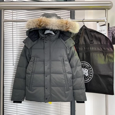 2025 Canada Goose Wyndham Parka Down Coat Coyote Fur Winter Outerwear Grey***