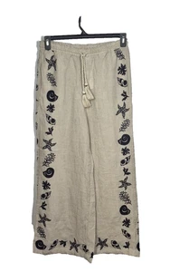 Anthropologie Pants Womens XS Natural Linen Blend Wide Leg Sea Coastal NEW - Picture 1 of 11