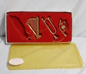 3 Silvestri Brass Musical Instrument Christmas Ornaments - Picture 1 of 2