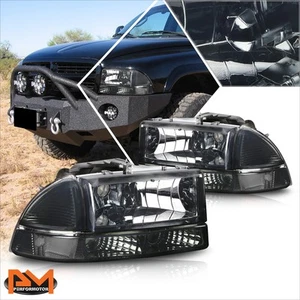 For 97-04 Dodge Dakota/Durango Headlight/Lamp Smoked Housing Clear Corner Signal - Picture 1 of 7