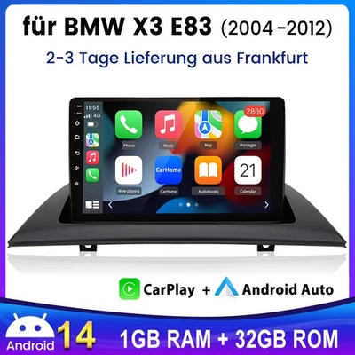 Android 14 Für BMW X3 E83 2004-2012 GPS Navi Autoradio WIFI BT RDS SAT DAB+ SWC - Bild 1 von 4