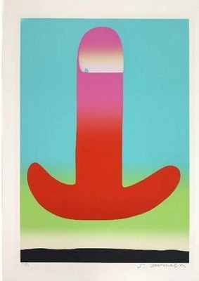 Sadamasa Motonaga Serigrafía "En el Rojo" 1986 Enmarcado Firmado y Numerado - Imagen 1 de 4