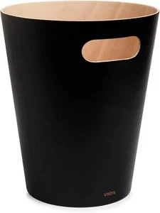 Umbra Woodrow 2 Gallon Modern Wooden Trash Can - Black/Natural - Picture 1 of 24