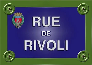  Réplique PLAQUE PARIS RUE DE RIVOLI 20X30CM ALU NEUF - Picture 1 of 1