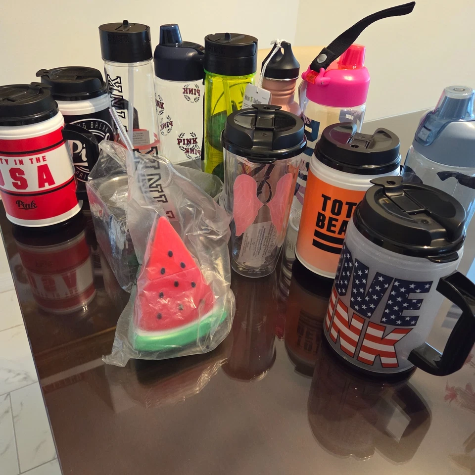 维多利亚的秘密粉红色水瓶旅行杯 TUMBLER 大量 罕见 您可选 全新带盒 — 第 1/1 张图片