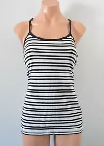 Lululemon Top Womens Size Small Black White Stripe Singlet Activewear - Picture 1 of 10