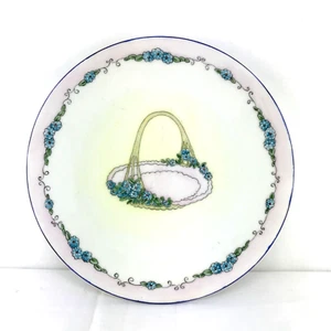 "Plato de cesta floral decorativo pintado a mano vintage Vignaud Limoges 7 1/4" - Imagen 1 de 6