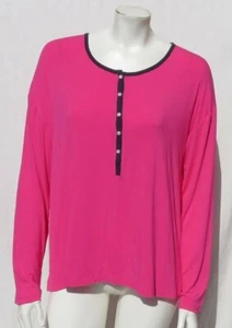 NEW J CREW Women’s Pink Navy Softest Jersey Knit Henley Pajama PJ TOP ONLY US L - Picture 1 of 5