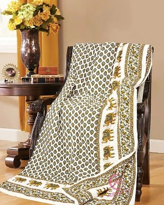 Colcha acolchada de algodón con edredón indio Jaipuri Razai floral hecha a mano Foto 1 de 4