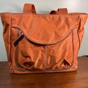 Nine West Orange  100% Nylon Overnight Shopping School Tote Bag Purse Handbag - Picture 1 of 20