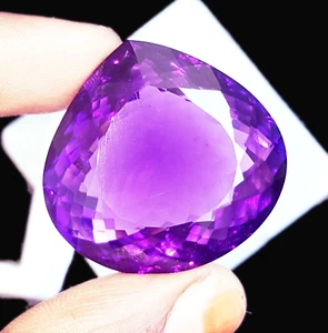 Natural Violet Amethyst Pear Cut 70+ Ct Certified Loose Gemstone With Free Gift - Picture 1 of 12