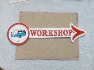 VOLKSWAGEN CAMPER WORKSHOP CAST WALL PLAQUE - Picture 1 of 6