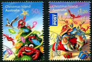 2008 Christmas Island Christmas Issue Set Of 2 Full Gum CTO Fine Used - Bild 1 von 1