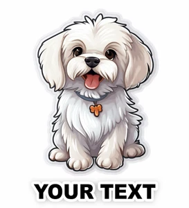 Set of 2 Maltese Dog Decal Stickers with Free Custom Text - Foto 1 di 5