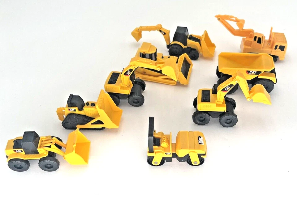 Lot of 9 Plastic Cat Construction Trucks Dump Truck Dozer Back Hoe Front Scooper - Image 1 of 1