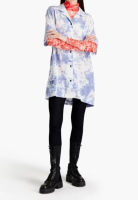 CAMISA CREPÉ SEDA TIE-DYE RARA NUEVA CON ETIQUETAS McQ ALEXANDER McQUEEN, TALLA S Foto 1 de 4