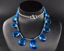 Turquoise Glass Stone party Wear Women Designer glass 18" Necklace N-3262