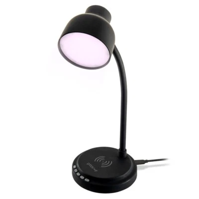 Groov-e Astra LED Desk Lamp Light With Wireless Charging Pad & Bluetooth Black - Image 1 of 4
