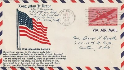 1943 USA cover sent from USMC Kearny Mead Base, San Diego to Canton,Ohio - Image 1 of 2
