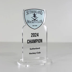 ACRYLIC COLOUR TROPHY AWARD CUSTOM DESIGNED FOR HOCKEY SPORTS - Picture 1 of 4