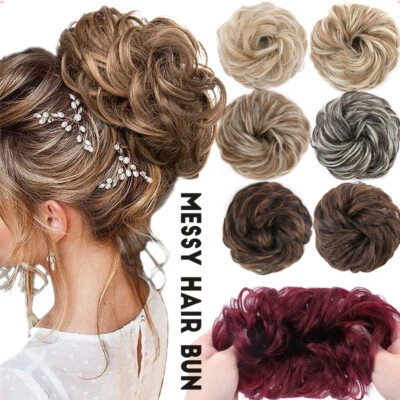 Curly Messy Hair Bun Piece Updo Scrunchie Real as Human Bobble Hair Extensions - Image 1 of 4