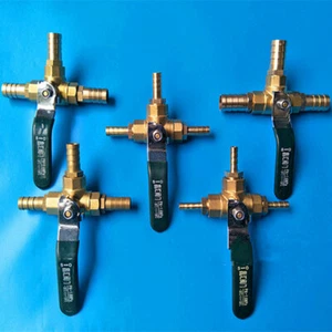 6-14mm L-piece Barb Ball Valve 3 Way Brass Tee Water Pipe Switch Plumbing Parts - Picture 1 of 11
