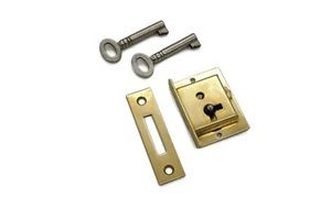 Half Mortise Lock Furniture Cabinet Lock Petite Box Lock Solid Brass - 2 Keys - Picture 1 of 4