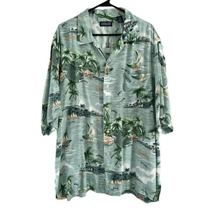 Lands’ End Rayon Hawaiian Shirt Tropical Aloha Resort Cruise Beach Men’s XL - Picture 1 of 7