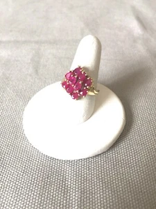 Ruby Cluster Ring Size 6 10K Yellow Gold - Picture 1 of 12