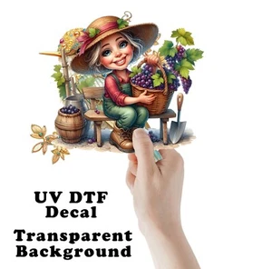 Lady at Vineyard UV DTF Transparent Sticker / Decal - Picture 1 of 7