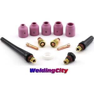 Stubby Gas Lens Kit 1/16"-3/32" TIG Welding Torch 17/18/26 T23D | US Seller Fast