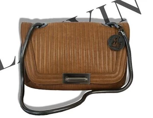 LANVIN Quilted Distressed Tan Leather Chain Strap Happy Shoulder Bag - Picture 1 of 6