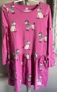 TEA Cotton Pink POODLE Dress Size 6 Dog EUC Pockets Easy On/Off - Picture 1 of 4