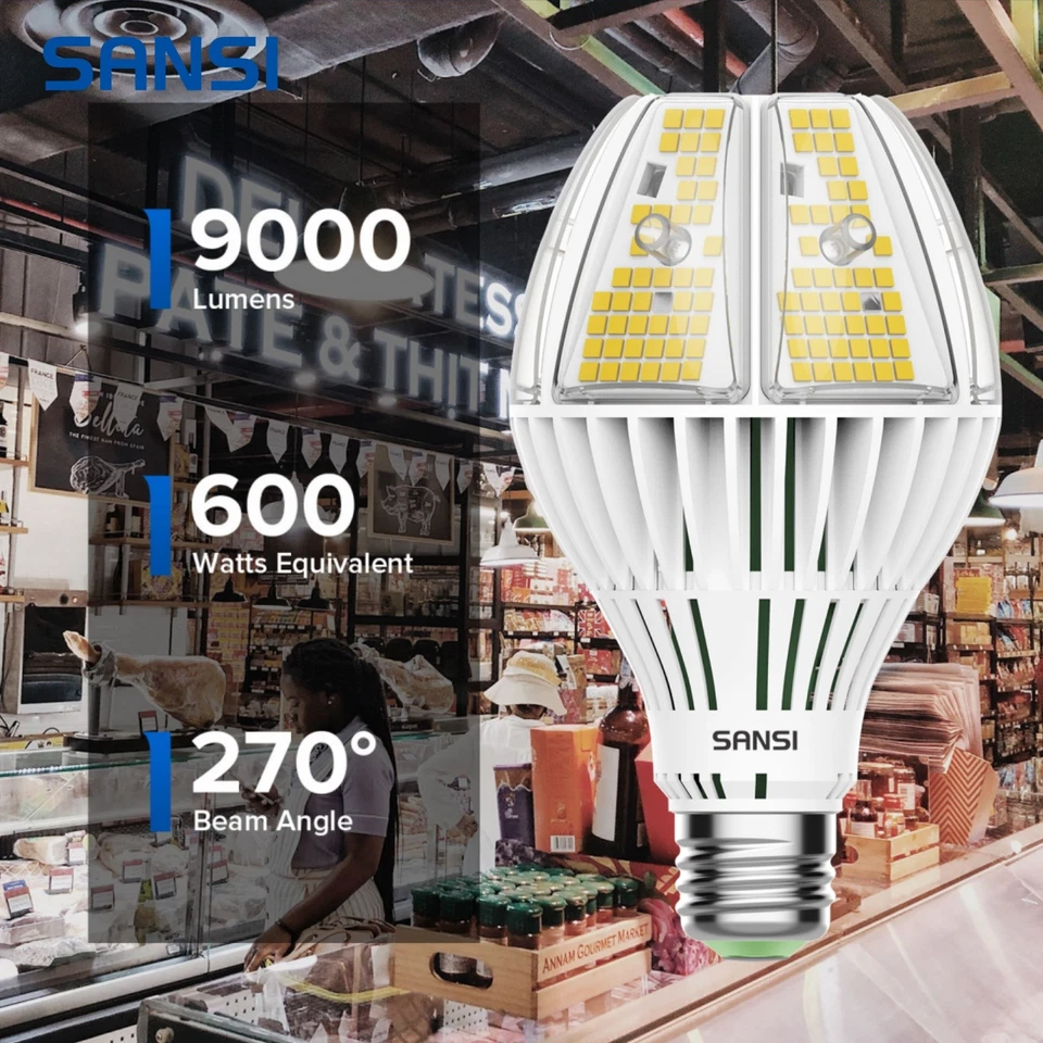 9000LM LED Light Bulb 60W=900W Energy Saving 5000K Daylight Workshop Lamp SANSI - Image 1 of 4